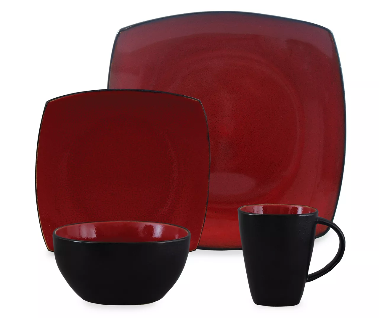 Red Soho Square 16-Piece Dinnerware Set 1 Red Soho Square 16-Piece Dinnerware Set