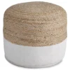 Sweed Valley Natural & White Round Pouf