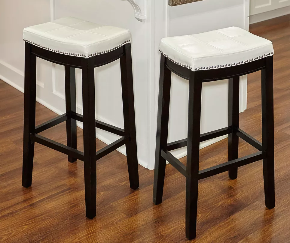 30" Brooke White Saddle Barstool 2 30" Brooke White Saddle Barstool - Image 2