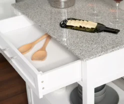 White Double Door Kitchen Cart With Granite Top -Northlight Outlet Home Store 810389516 3