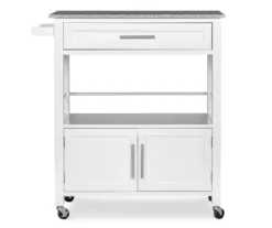 White Double Door Kitchen Cart With Granite Top -Northlight Outlet Home Store 810389516 5