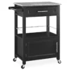 Ree Black Granite Top Kitchen Cart With Storage
