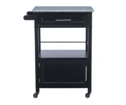 Ree Black Granite Top Kitchen Cart With Storage -Northlight Outlet Home Store 810389519 A0 2