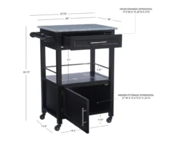 Ree Black Granite Top Kitchen Cart With Storage -Northlight Outlet Home Store 810389519 D8 10