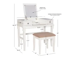 Martha Mirror Vanity Set With Stool -Northlight Outlet Home Store 810389524 A8