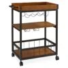 Luke Industrial Kitchen Cart With Wine Storage