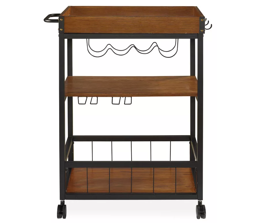 Luke Industrial Kitchen Cart With Wine Storage 3 Luke Industrial Kitchen Cart With Wine Storage - Image 3