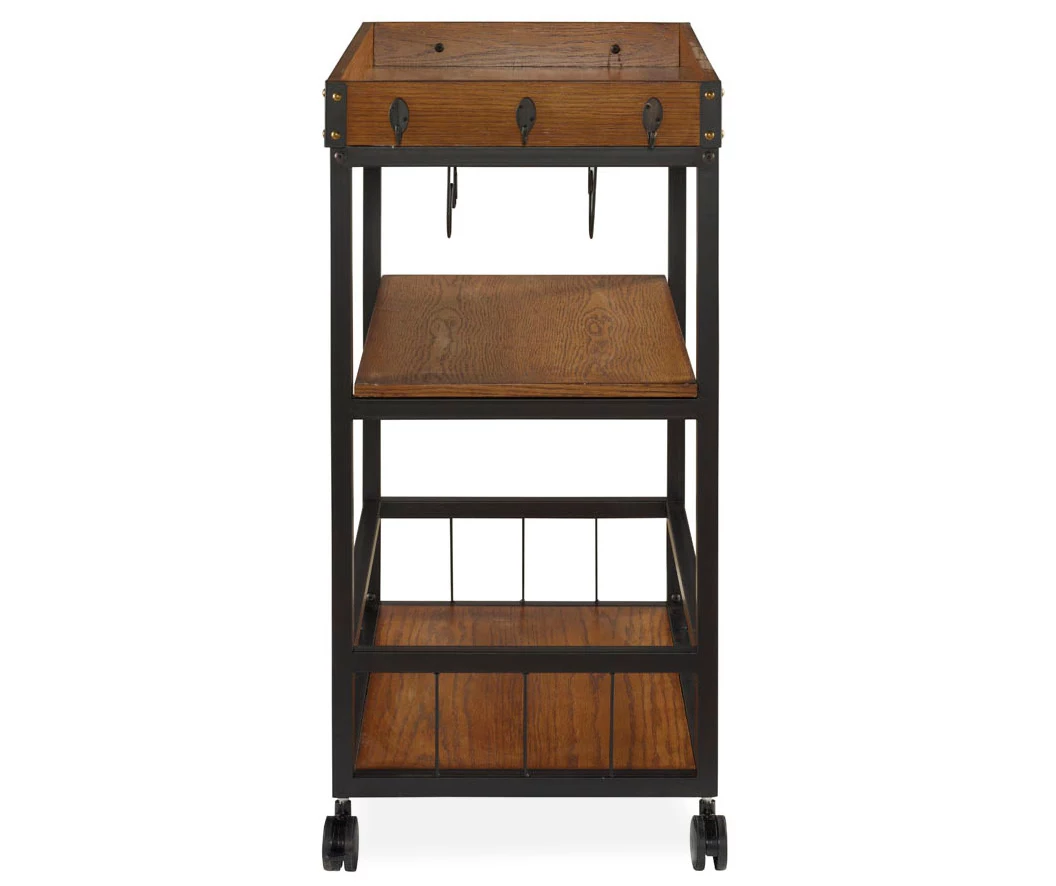 Luke Industrial Kitchen Cart With Wine Storage 4 Luke Industrial Kitchen Cart With Wine Storage - Image 4