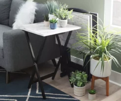 Davis White Faux Marble Tray Tables With Stand, 5-Piece Set -Northlight Outlet Home Store 810389673 B0 3