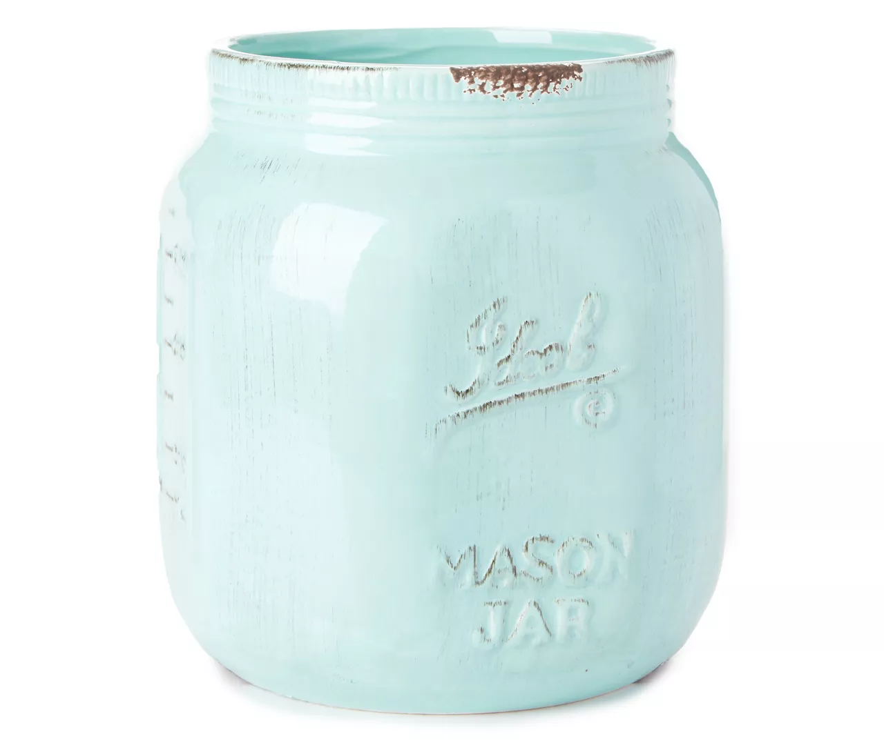 Aqua Mason Jar Ceramic Utensil Holder 1 Aqua Mason Jar Ceramic Utensil Holder