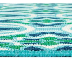 Halsey Blue & Green Round Outdoor Area Rug, (7'10") 12 Halsey Blue & Green Round Outdoor Area Rug, (7'10") -Northlight Outlet Home Store 810413052 5