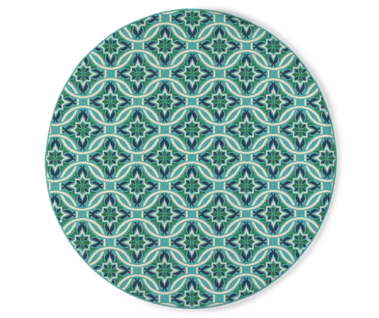 Halsey Blue & Green Round Outdoor Area Rug, (7'10") 1 Halsey Blue & Green Round Outdoor Area Rug, (7'10")