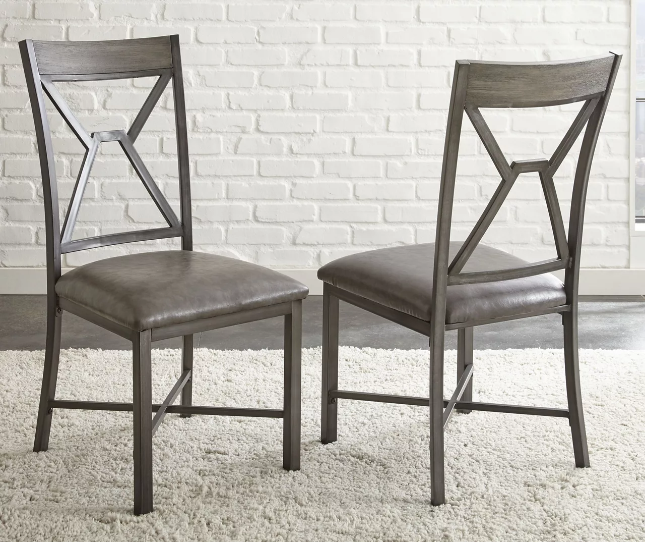 Alamo Gray Faux Leather Dining Chairs, 2-Pack 1 Alamo Gray Faux Leather Dining Chairs, 2-Pack