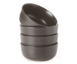 Matte Black Stoneware Bowls, 4-Pack