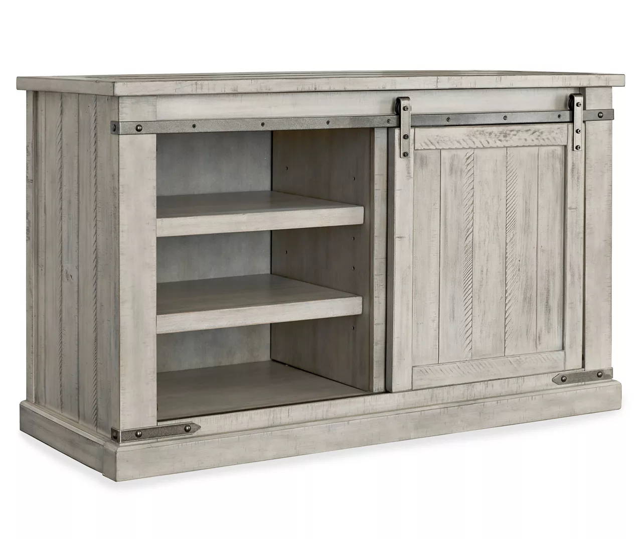 Carynhurst Whitewash Sliding Barn Door TV Stand 2 Carynhurst Whitewash Sliding Barn Door TV Stand - Image 2