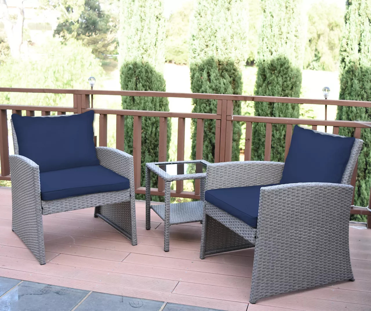 Mirabelle 3-Piece Cushioned Patio All-Weather Wicker Chat Set 3 Mirabelle 3-Piece Cushioned Patio All-Weather Wicker Chat Set - Image 3