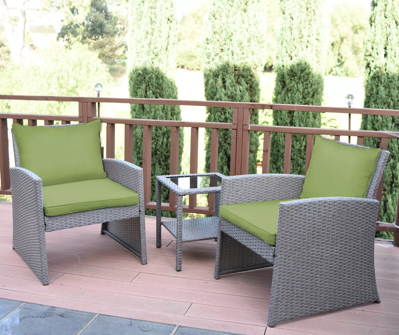 Mirabelle 3-Piece Cushioned Patio All-Weather Wicker Chat Set 2 Mirabelle 3-Piece Cushioned Patio All-Weather Wicker Chat Set - Image 2