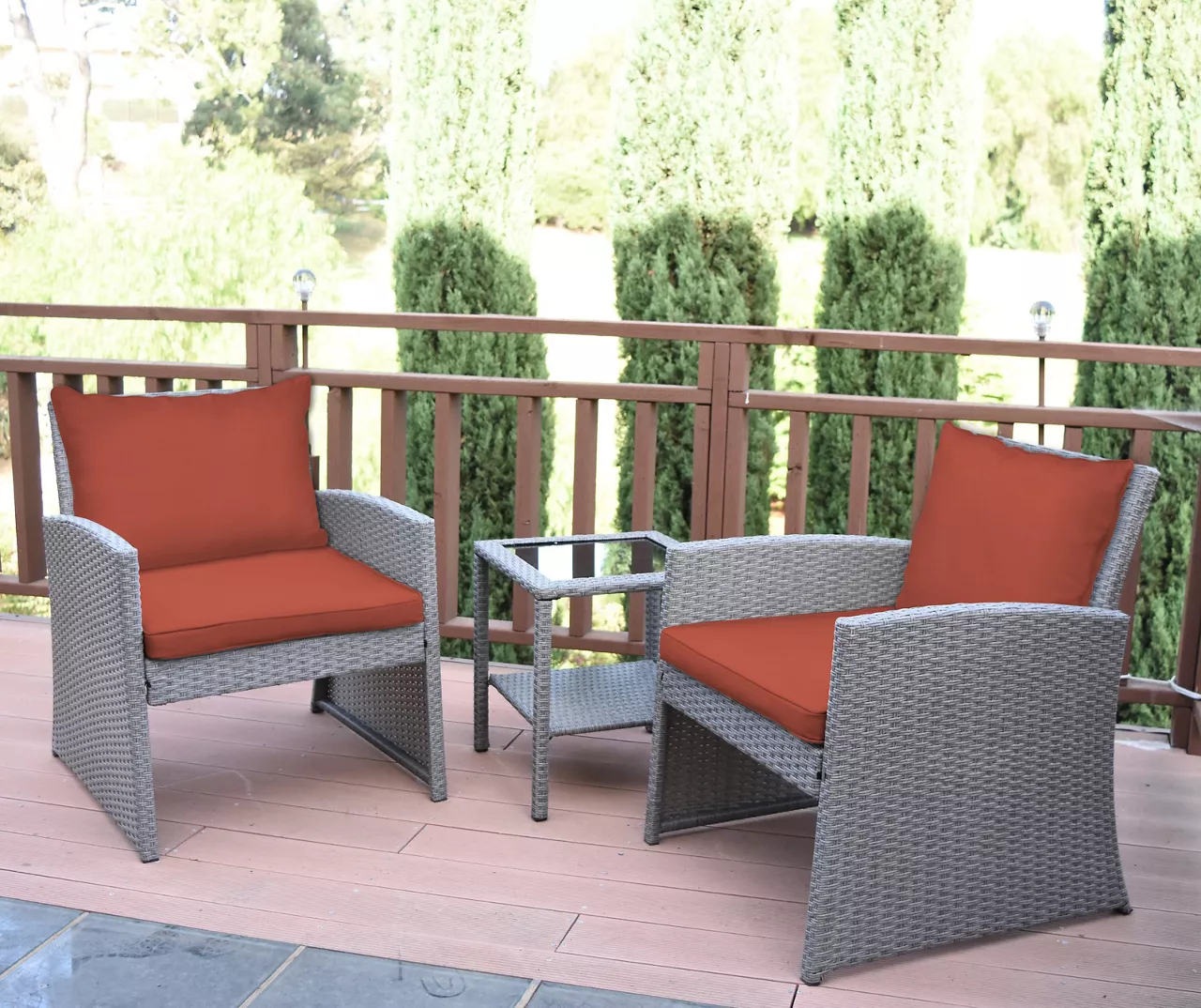 Mirabelle 3-Piece Cushioned Patio All-Weather Wicker Chat Set 5 Mirabelle 3-Piece Cushioned Patio All-Weather Wicker Chat Set - Image 5