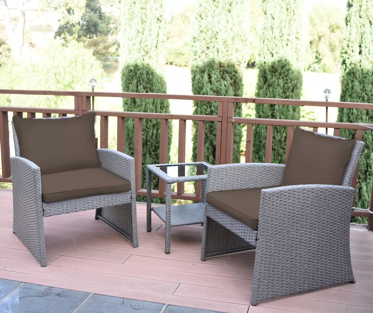 Mirabelle 3-Piece Cushioned Patio All-Weather Wicker Chat Set 4 Mirabelle 3-Piece Cushioned Patio All-Weather Wicker Chat Set - Image 4