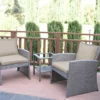 Mirabelle 3-Piece Cushioned Patio All-Weather Wicker Chat Set
