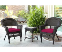 Espresso 3-Piece Cushioned Patio All-Weather Wicker Chat Set 39 Espresso 3-Piece Cushioned Patio All-Weather Wicker Chat Set -Northlight Outlet Home Store 810478263 1