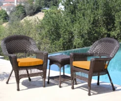 Espresso 3-Piece Cushioned Patio All-Weather Wicker Chat Set 28 Espresso 3-Piece Cushioned Patio All-Weather Wicker Chat Set -Northlight Outlet Home Store 810478265