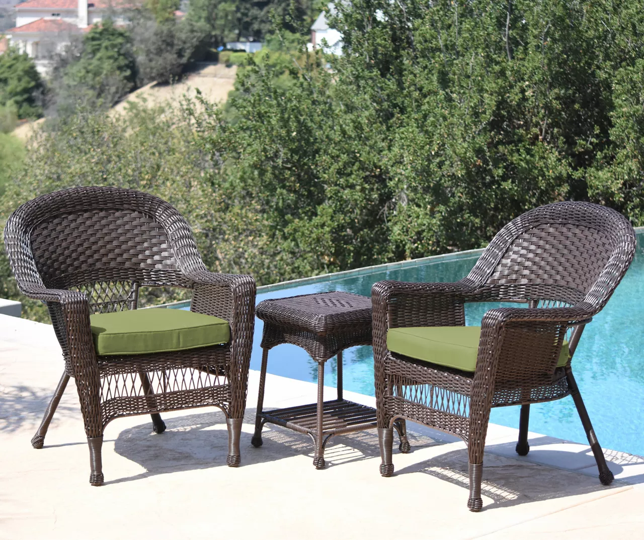 Espresso 3-Piece Cushioned Patio All-Weather Wicker Chat Set 5 Espresso 3-Piece Cushioned Patio All-Weather Wicker Chat Set - Image 5