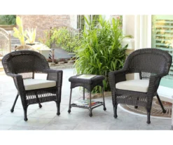 Espresso 3-Piece Cushioned Patio All-Weather Wicker Chat Set 36 Espresso 3-Piece Cushioned Patio All-Weather Wicker Chat Set -Northlight Outlet Home Store 810478272 1