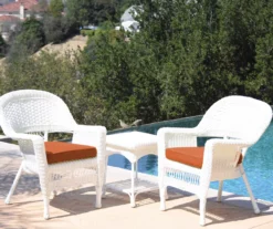 White 3-Piece Cushioned Patio All-Weather Wicker Chat Set 27 White 3-Piece Cushioned Patio All-Weather Wicker Chat Set -Northlight Outlet Home Store 810478397