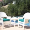 White 3-Piece Cushioned Patio All-Weather Wicker Chat Set