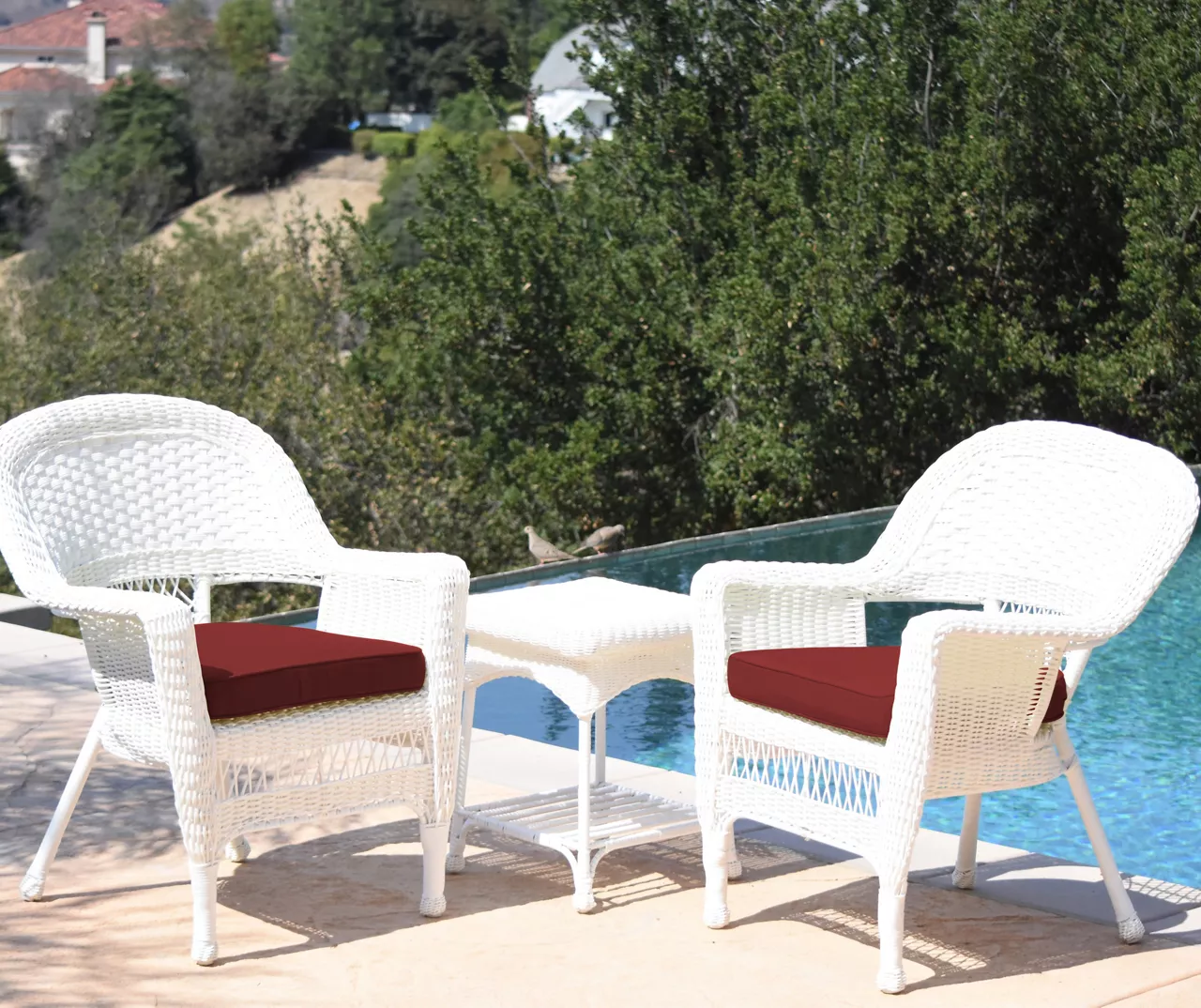 White 3-Piece Cushioned Patio All-Weather Wicker Chat Set 6 White 3-Piece Cushioned Patio All-Weather Wicker Chat Set - Image 6