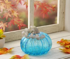 5" Blue Speckled Glass Pumpkin 8 5" Blue Speckled Glass Pumpkin -Northlight Outlet Home Store 810491578 A0 2
