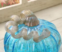 5" Blue Speckled Glass Pumpkin 9 5" Blue Speckled Glass Pumpkin -Northlight Outlet Home Store 810491578 A0 4