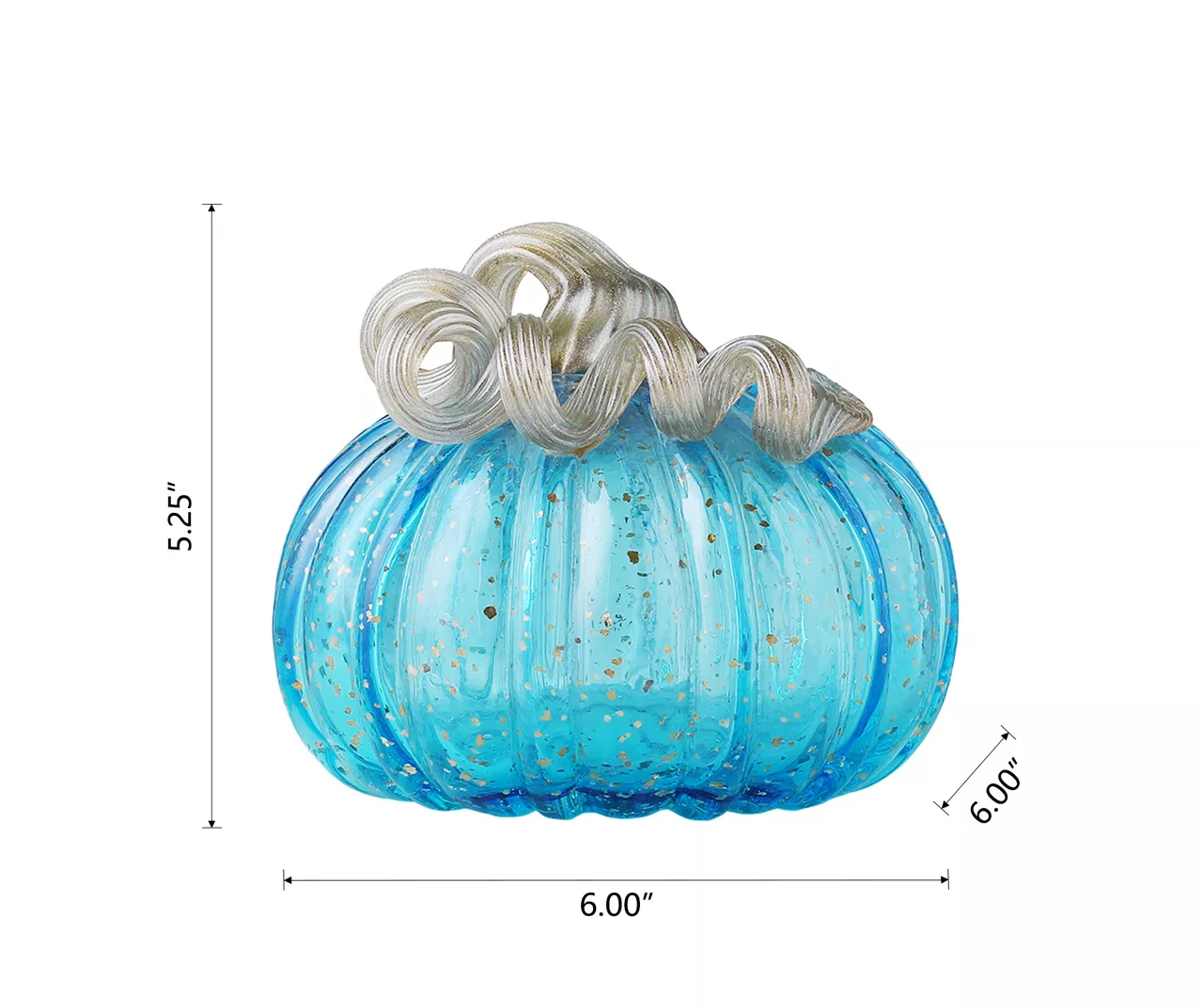 5" Blue Speckled Glass Pumpkin 6 5" Blue Speckled Glass Pumpkin - Image 6