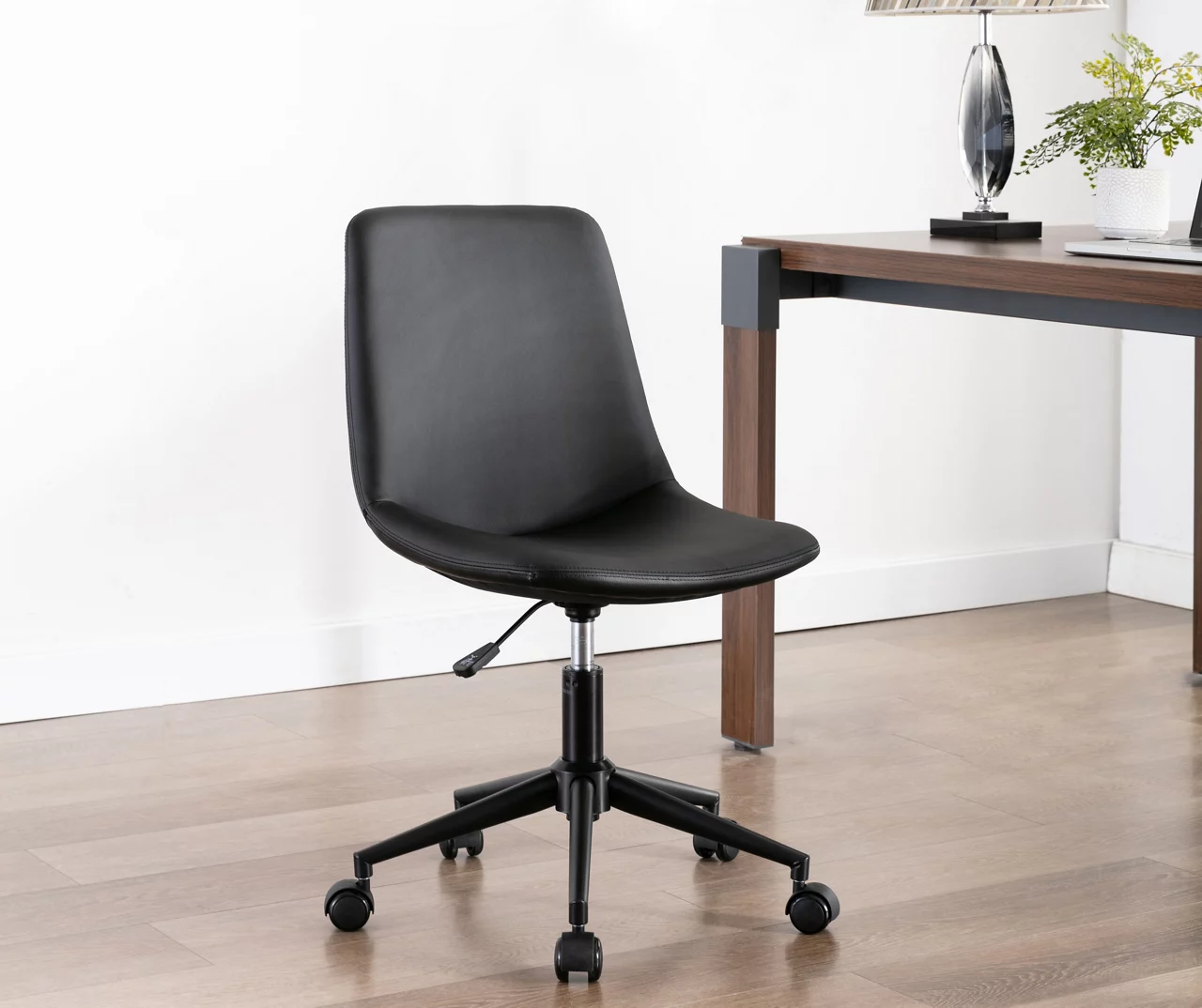 Black Faux Leather Swivel Office Chair 2 Black Faux Leather Swivel Office Chair - Image 2