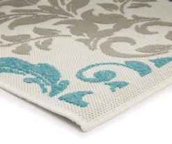 Eastlake Teal & Gray Damask Outdoor Area Rug, (7'10" X 9'6") 6 Eastlake Teal & Gray Damask Outdoor Area Rug, (7'10" X 9'6") -Northlight Outlet Home Store 810497108 810497109 810497110 2