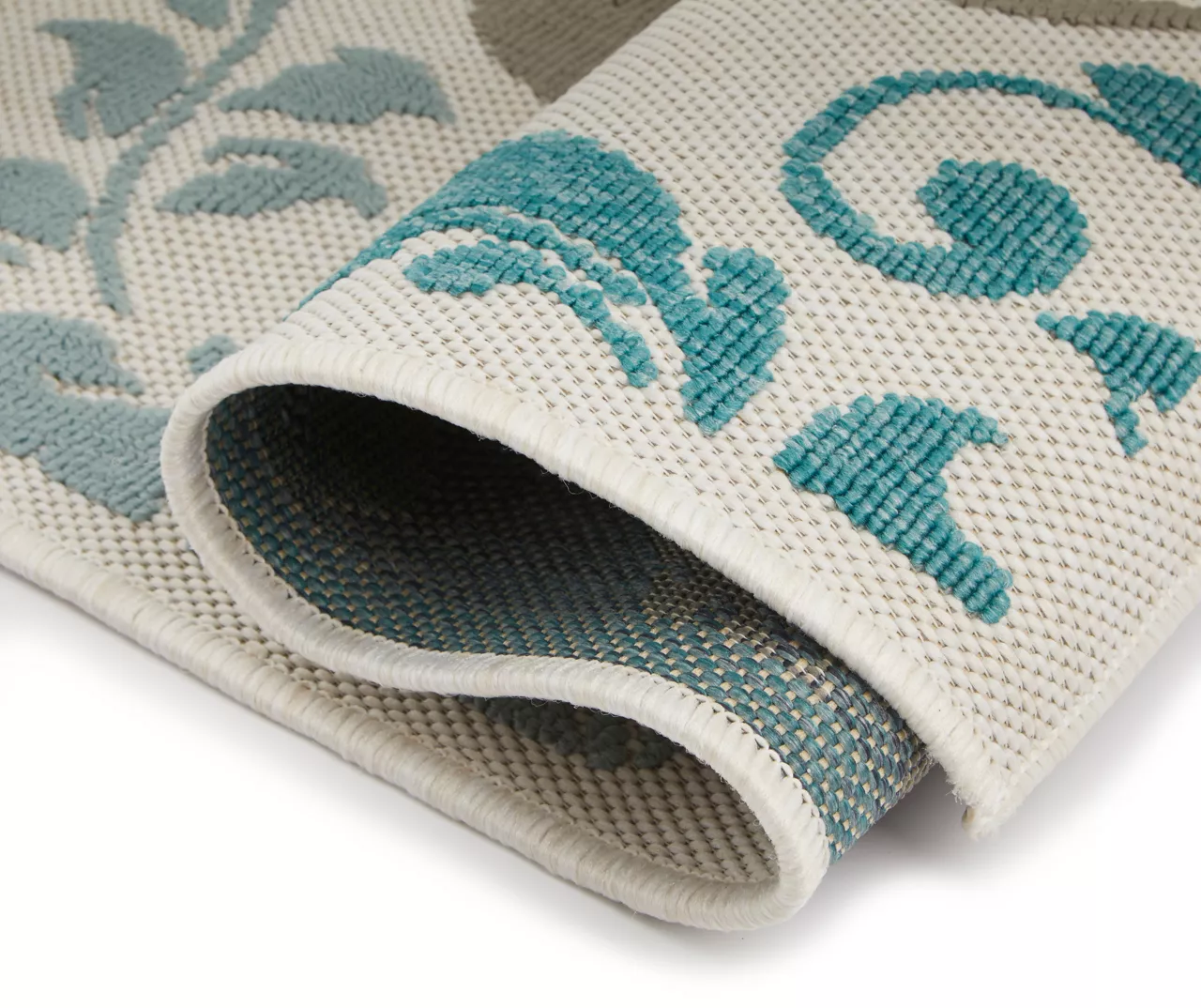 Eastlake Teal & Gray Damask Outdoor Area Rug, (7'10" X 9'6") 4 Eastlake Teal & Gray Damask Outdoor Area Rug, (7'10" X 9'6") - Image 4