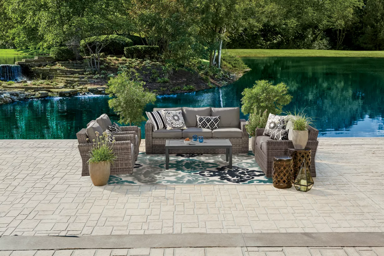 Eastlake Teal & Gray Damask Outdoor Area Rug, (7'10" X 9'6") 2 Eastlake Teal & Gray Damask Outdoor Area Rug, (7'10" X 9'6") - Image 2