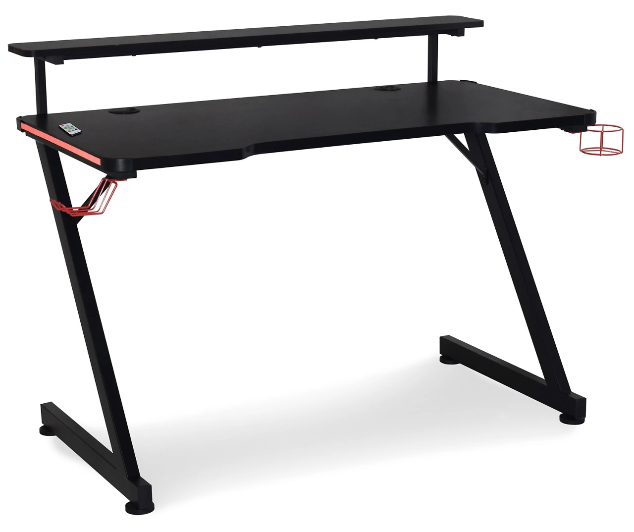 Black LED Gaming Desk With Riser 2 Black LED Gaming Desk With Riser - Image 2