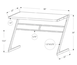 Monarch Z-Shaped Base Office Desk -Northlight Outlet Home Store 810512963 3