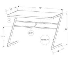 Monarch Z-Shaped Base Office Desk -Northlight Outlet Home Store 810512964 3