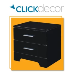 Black Hudson 2-Drawer Wood Nightstand -Northlight Outlet Home Store 810513557