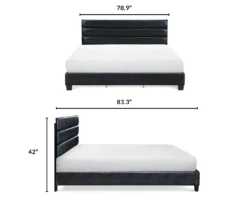 Black Channel Tufted King Upholstered Bed Frame -Northlight Outlet Home Store 810513588 6