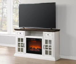 60" Brown & White Glass Door Fireplace Console -Northlight Outlet Home Store 810521149 3
