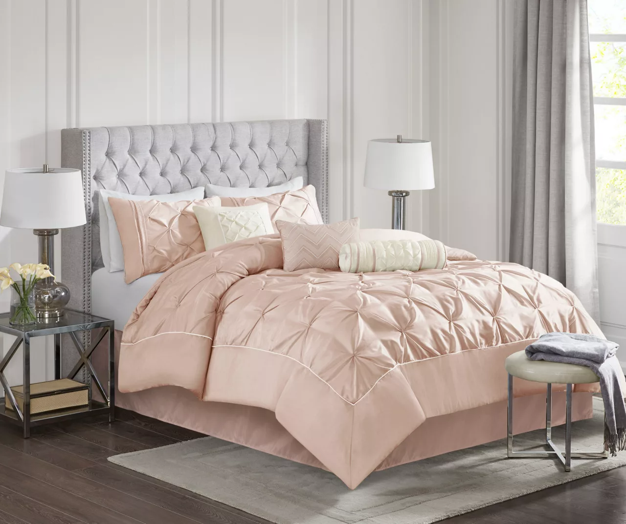 Piedmont Blush Tufted Queen 7-Piece Comforter Set 2 Piedmont Blush Tufted Queen 7-Piece Comforter Set - Image 2