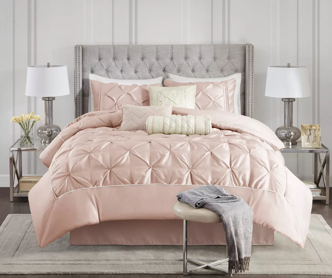 Piedmont Blush Tufted Queen 7-Piece Comforter Set 1 Piedmont Blush Tufted Queen 7-Piece Comforter Set