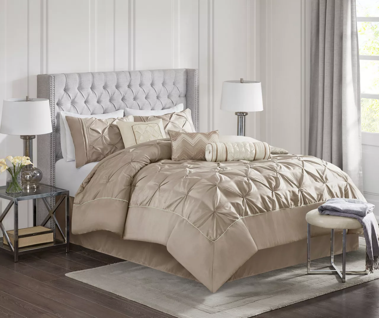 Piedmont Taupe Tufted Queen 7-Piece Comforter Set 2 Piedmont Taupe Tufted Queen 7-Piece Comforter Set - Image 2
