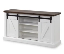 60" Dark Brown & White Barn Door TV Stand -Northlight Outlet Home Store 810523487 3