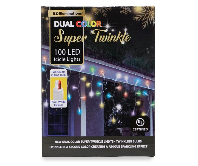 Super Twinkle Dual Color LED Icicle Light Set With White Wire, 100-Lights 5 Super Twinkle Dual Color LED Icicle Light Set With White Wire, 100-Lights - Image 5