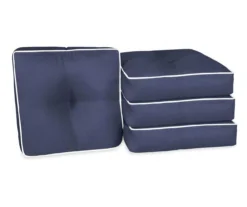 Navy Blue 4-Piece Outdoor Wicker Chair Cushion Set -Northlight Outlet Home Store 810525533 6